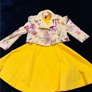 Floral Jacket and Yellow Dress Set